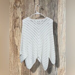 🤍 Cream Open Knit Poncho L Waterfall Boho Beach Cover Up Lightweight Boutique 🤍